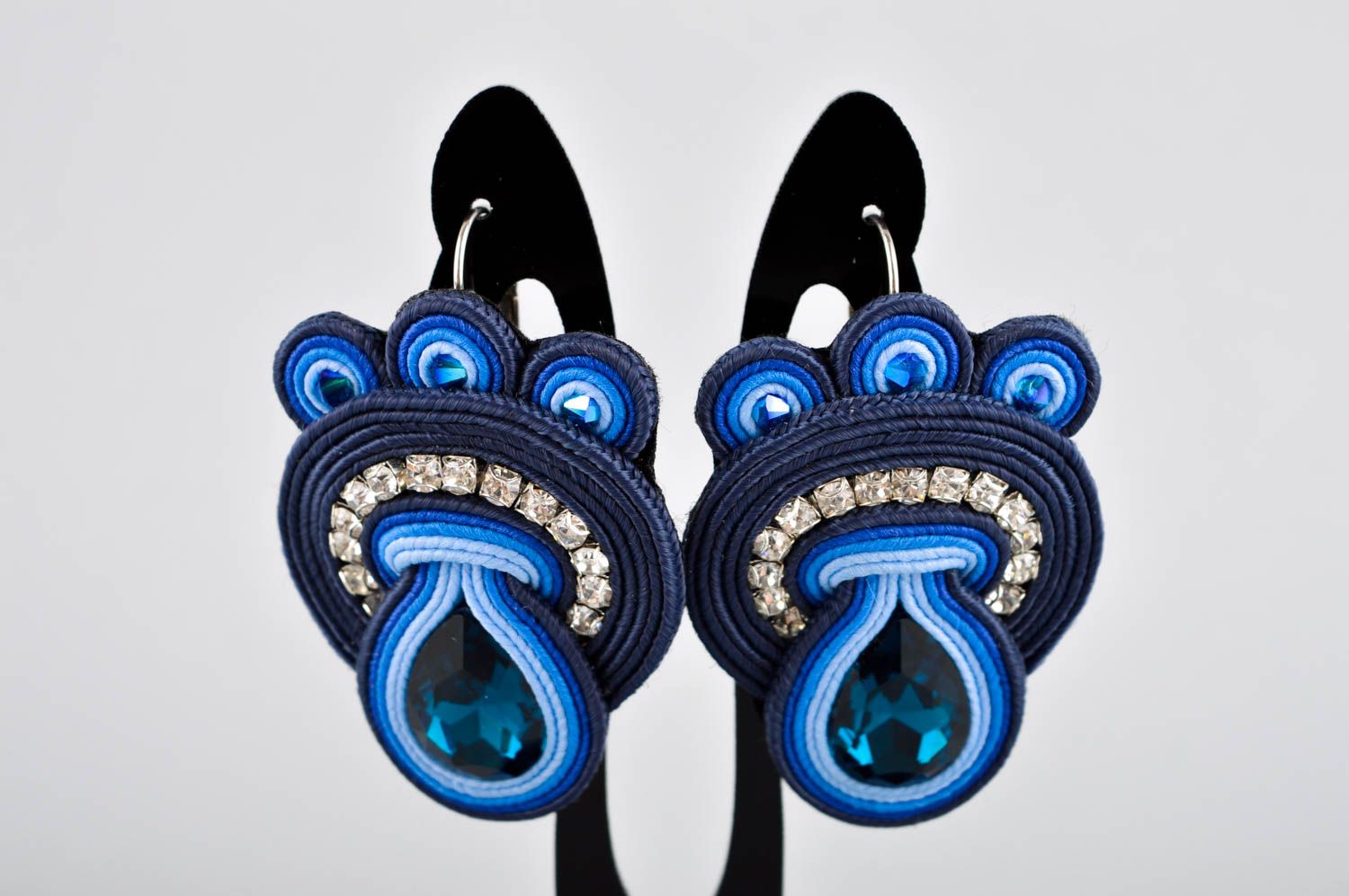 Unusual handmade soutache earrings textile earrings cool jewelry designs photo 2