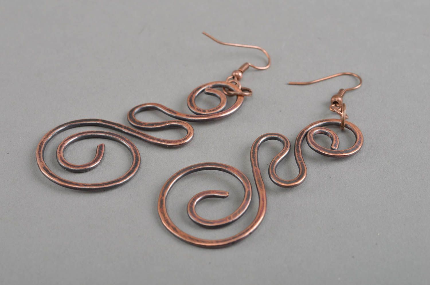 Stylish homemade metal earrings designer copper earrings beautiful jewelry photo 2