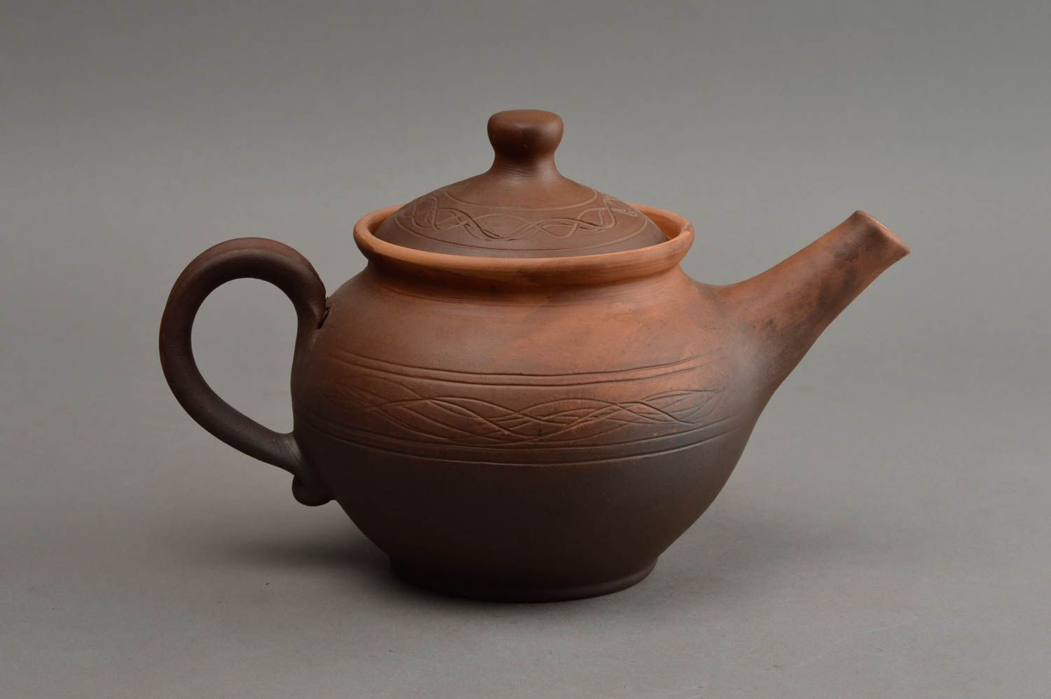 Керамический заварочный чайник с крышкой из красной глины эко посуда хендмейд фото 4