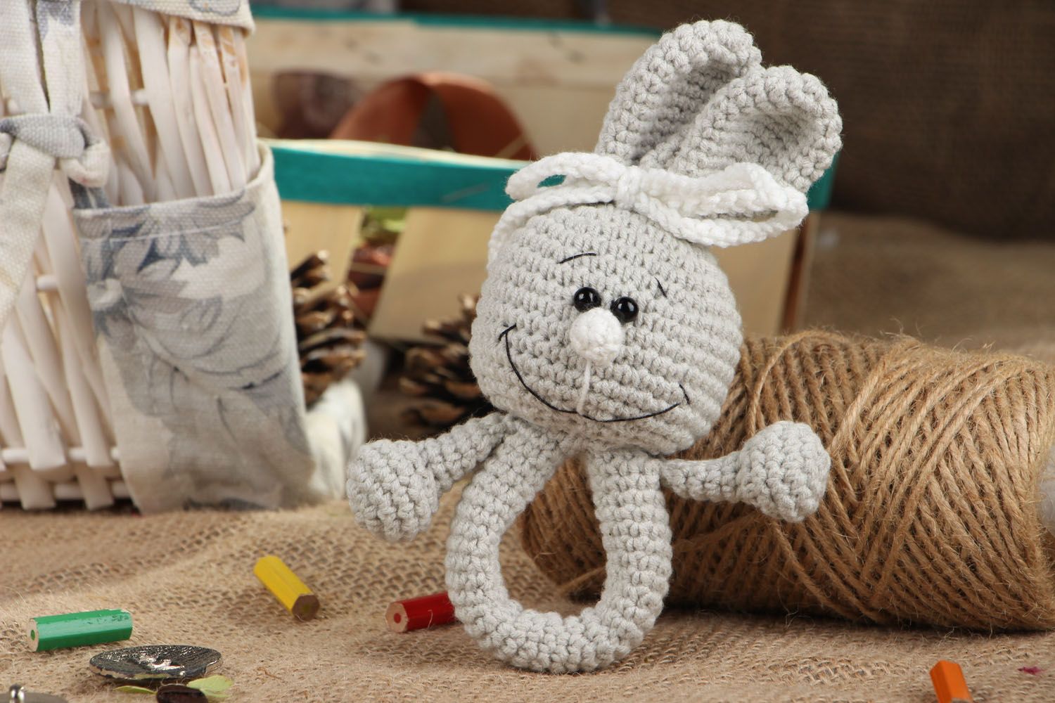 Crocheted rattle Bunny photo 5