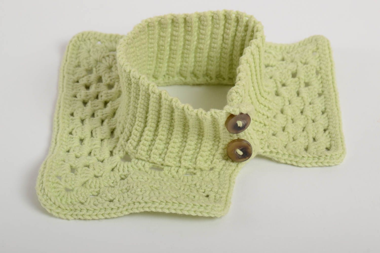 Col tricoté fait main Col amovible Accessoires tricot vert clair cadeau femme photo 3