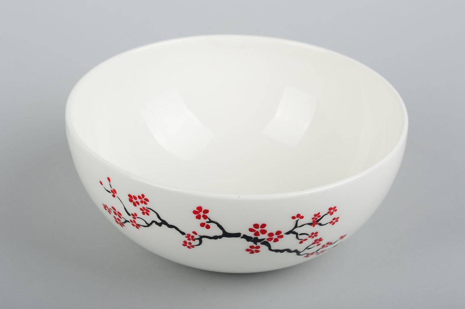 Глубокая тарелка ручной работы посуда для кухни с цветочками глиняная посуда фото 4