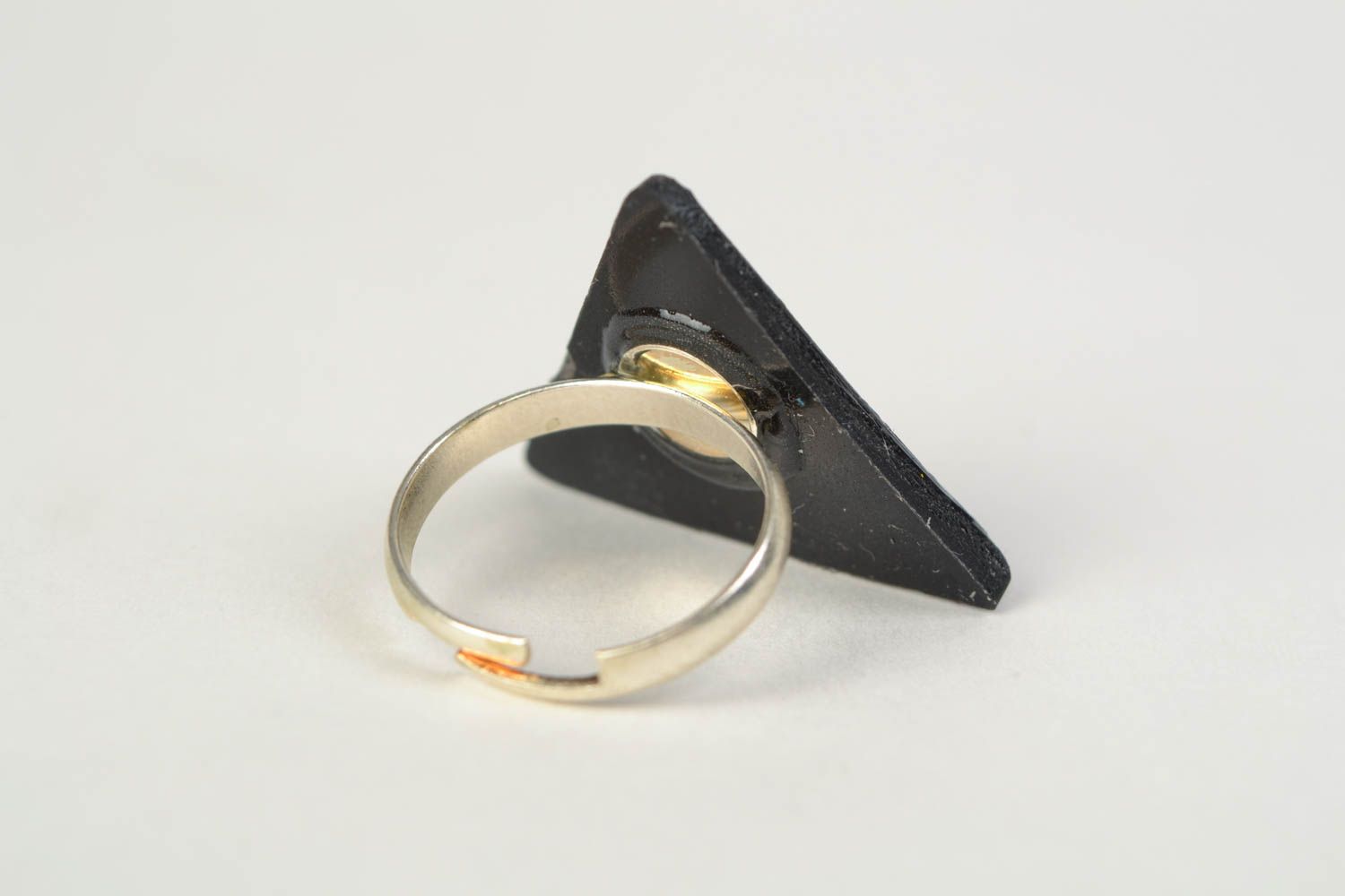Stilvoller handmade Ring aus Polymerton mit Blumenprint in Decoupage Technik für Damen foto 5