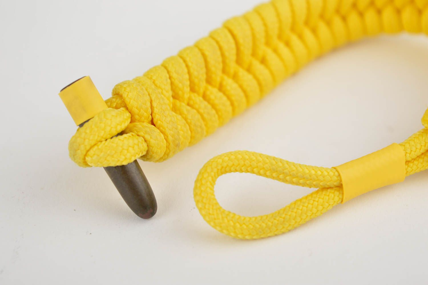 Bracelet paracorde Bijou fait main tressé jaune Accessoire original pour homme photo 3