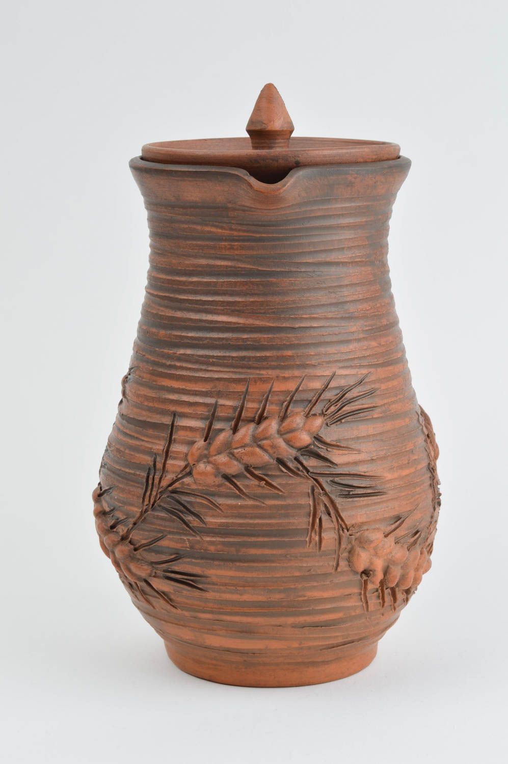 Öko Geschirr Keramik Krug handmade schön Krug aus Ton Küchen Deko 1.3 L Ethno foto 4