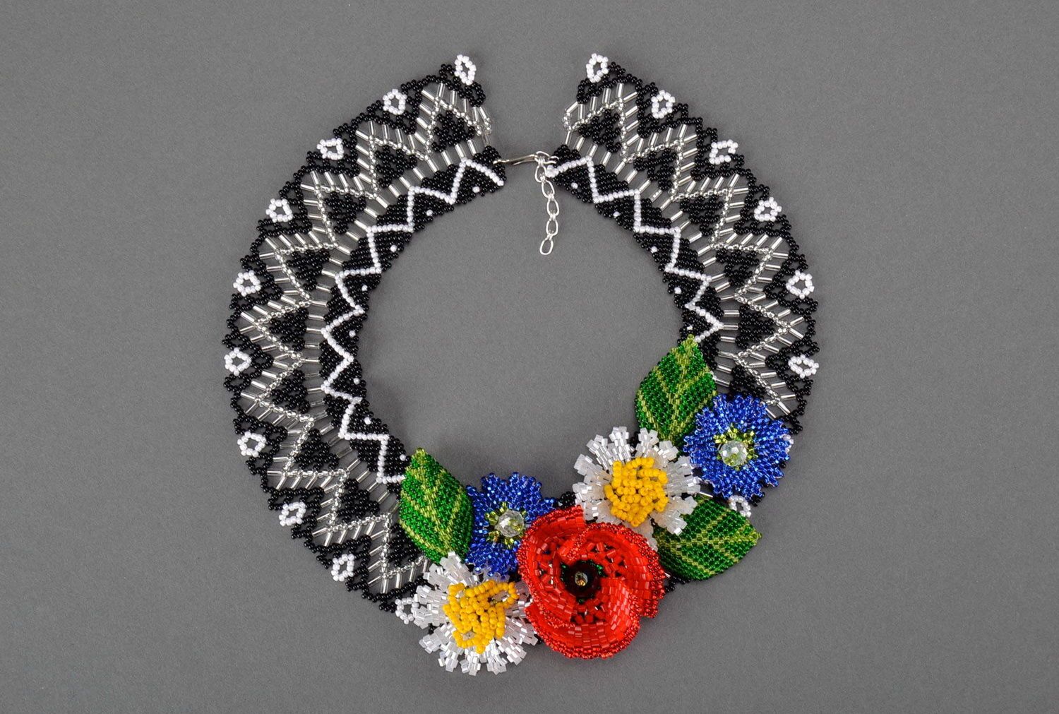 Necklace made of Czech beads Wild flowers photo 2