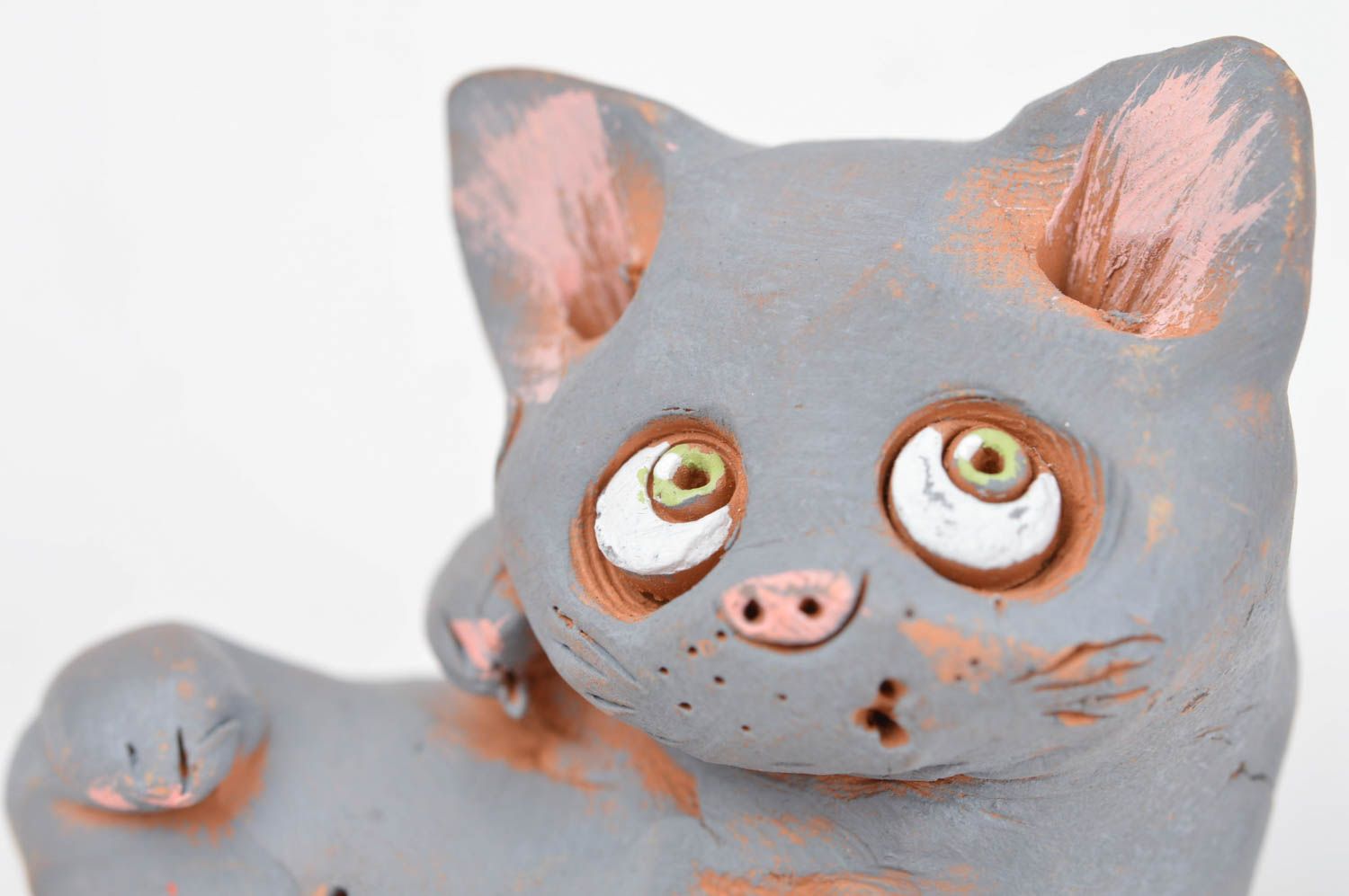 Figurine décorative Statuette animal fait main chat gris Cadeau original photo 5
