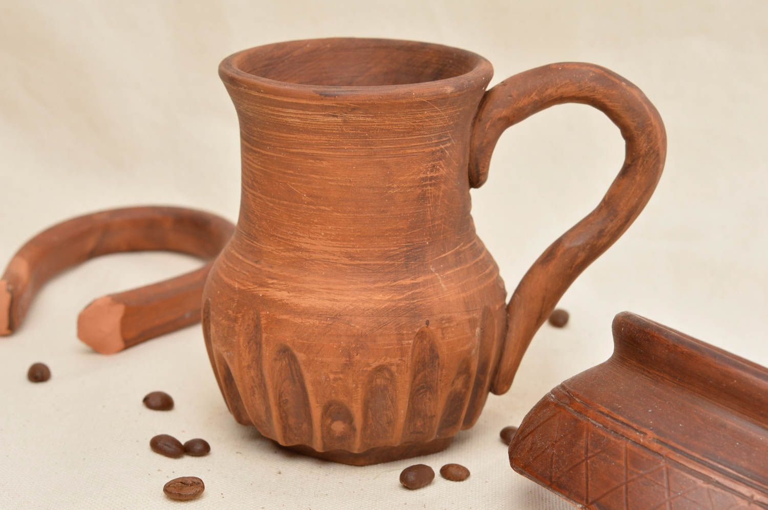 15 oz handmade ceramic lead-free milk pitcher with handle 0,7 lb photo 1