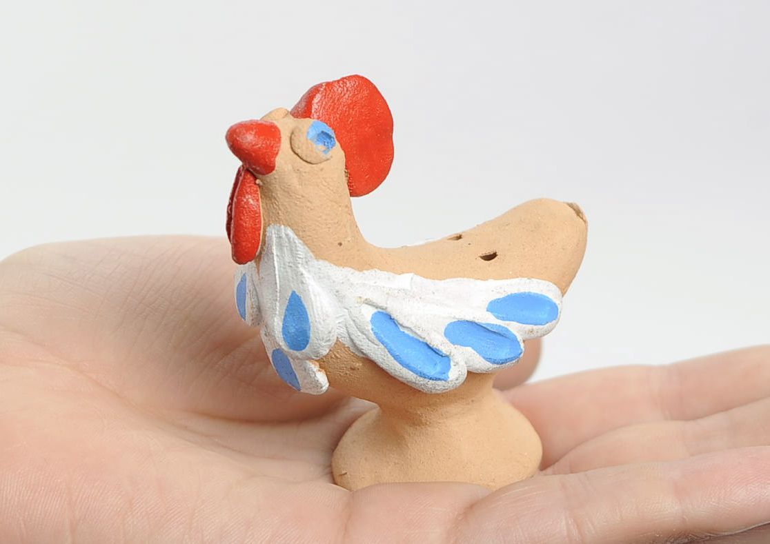 Painted clay penny whistle Cock photo 2