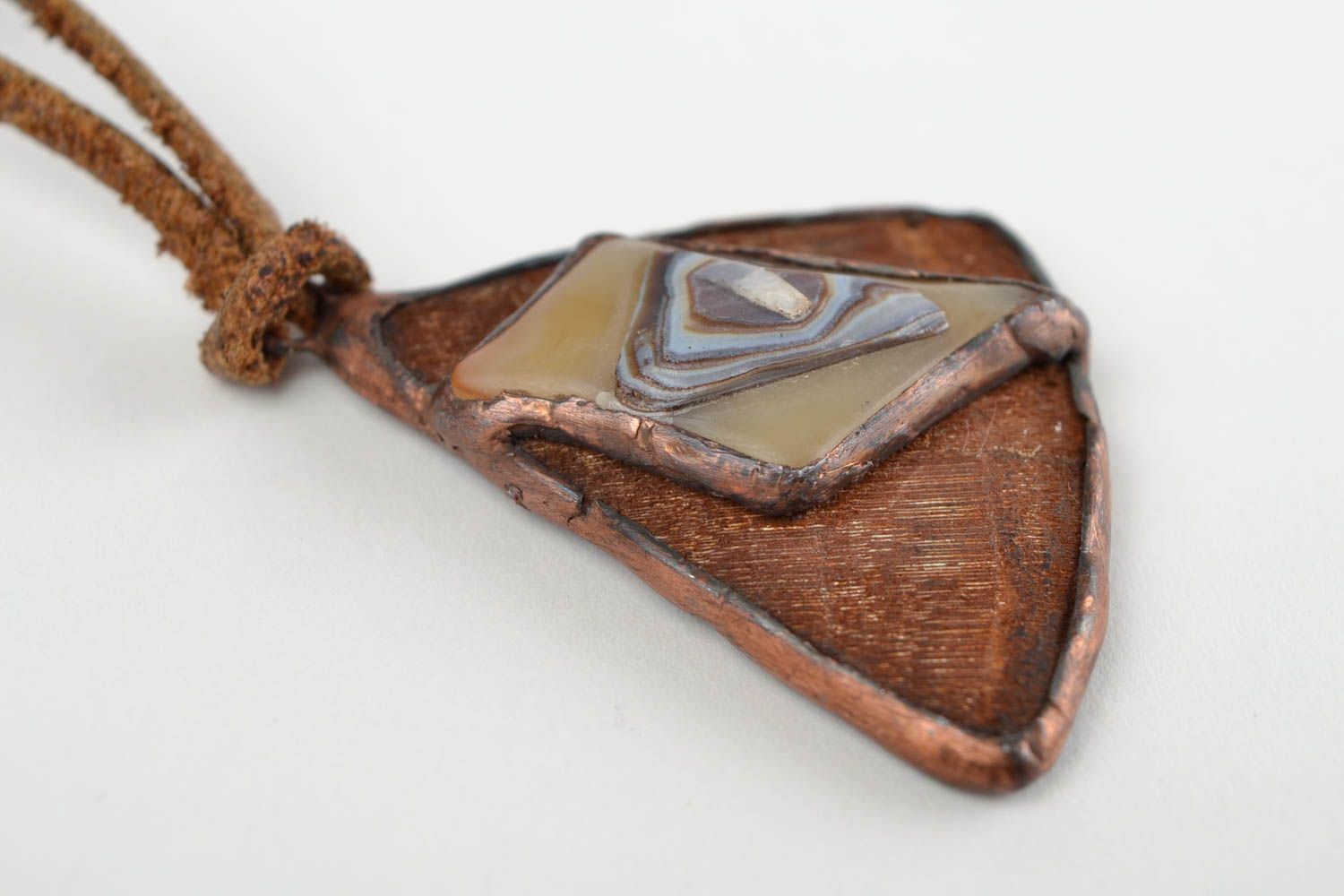 Бижутерия ручной работы украшение на шею подвеска на шею из стекла Чага фото 3