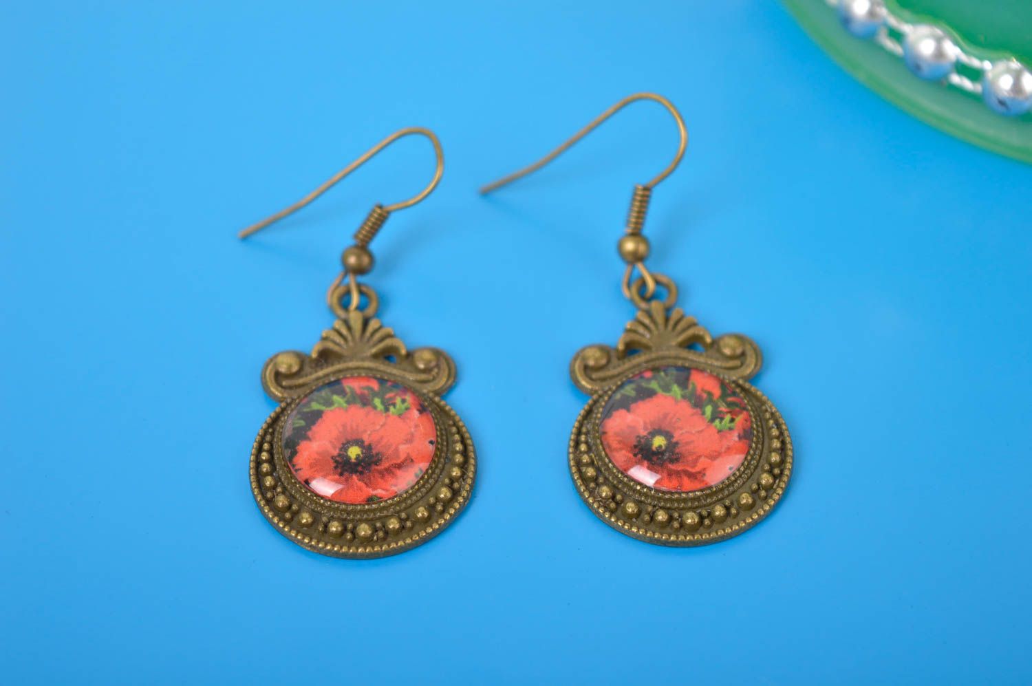 Handmade earrings with charms unusual accessory designer jewelry gift ideas photo 1