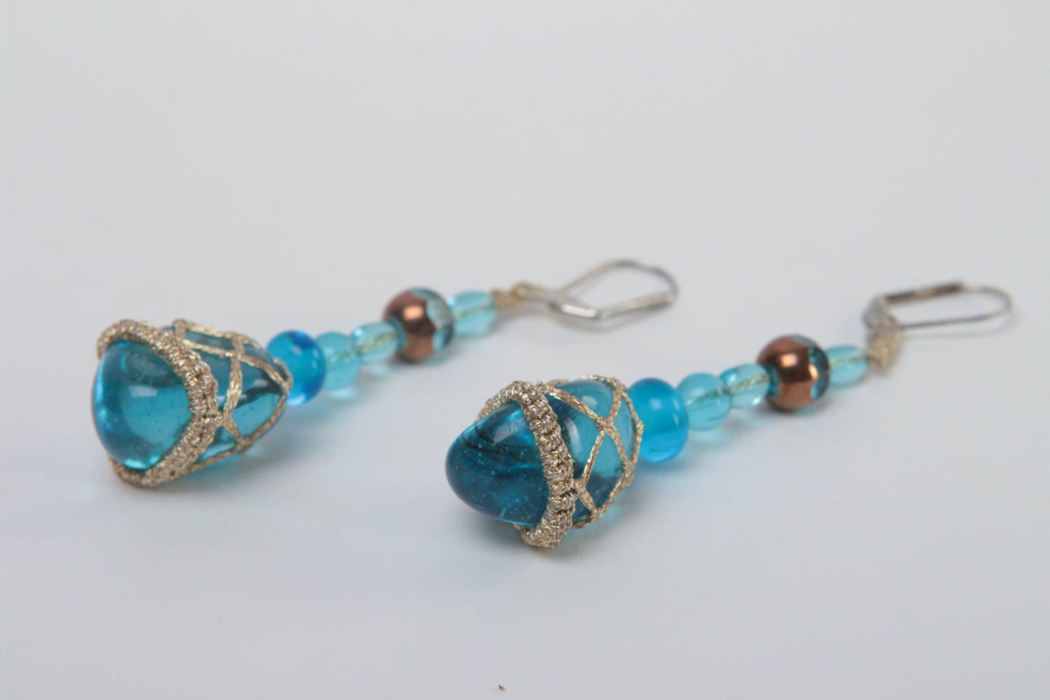 Handmade earrings unusual accessories designer glass jewelry present for women photo 3
