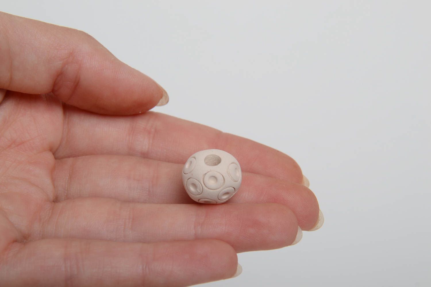 Handmade white ceramic bead for making designer jewelry and accessories photo 5