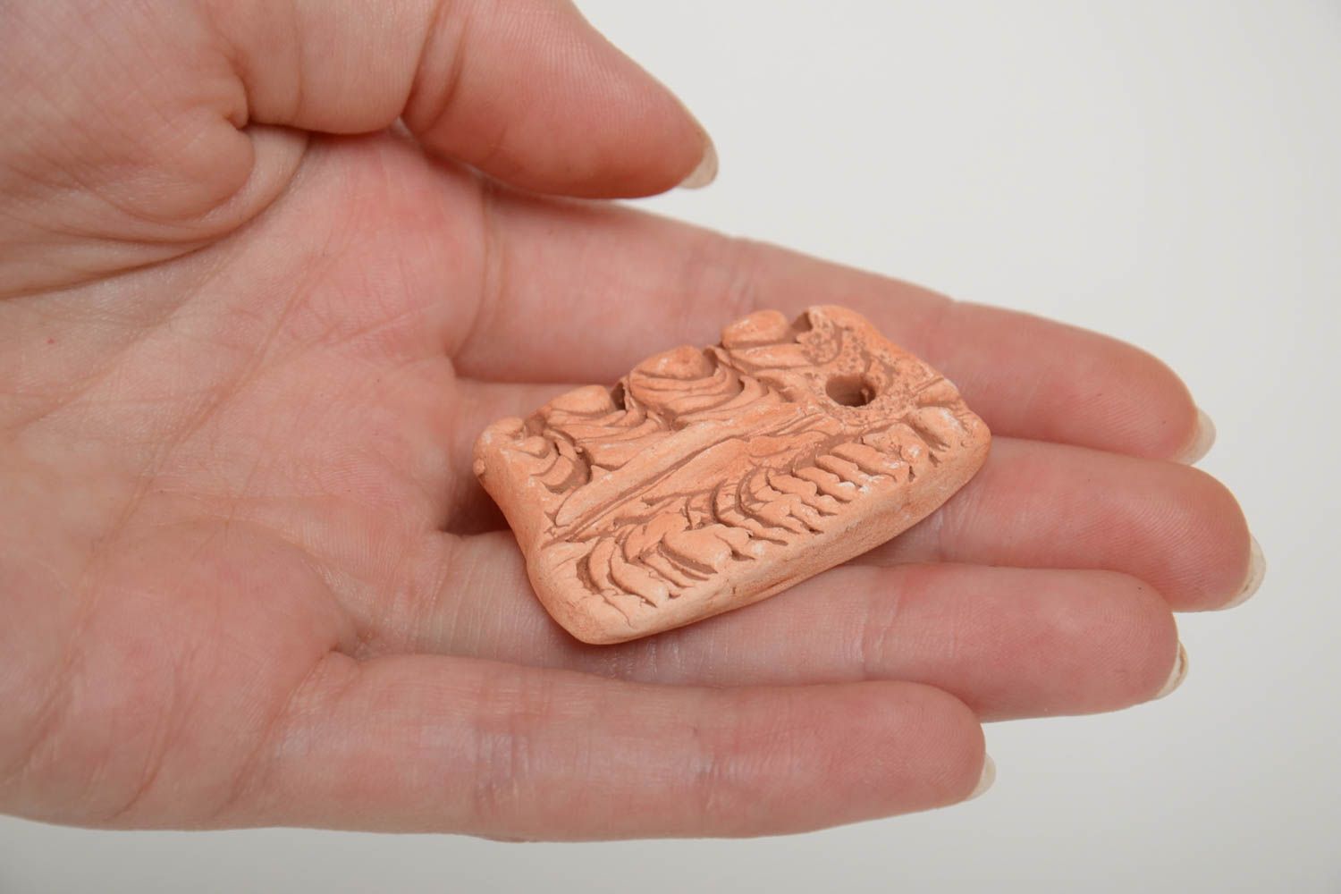 Handmade designer relief clay blank pendant DIY accessory rectangular photo 5