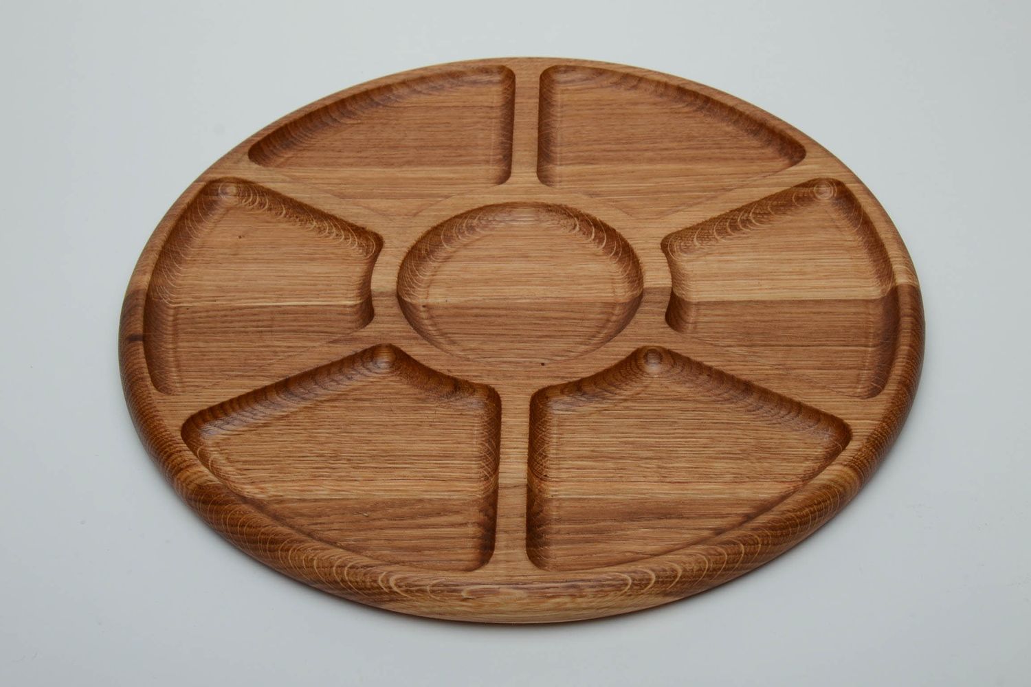 Wooden partitioned dish with 6 departments covered with linseed oil photo 3