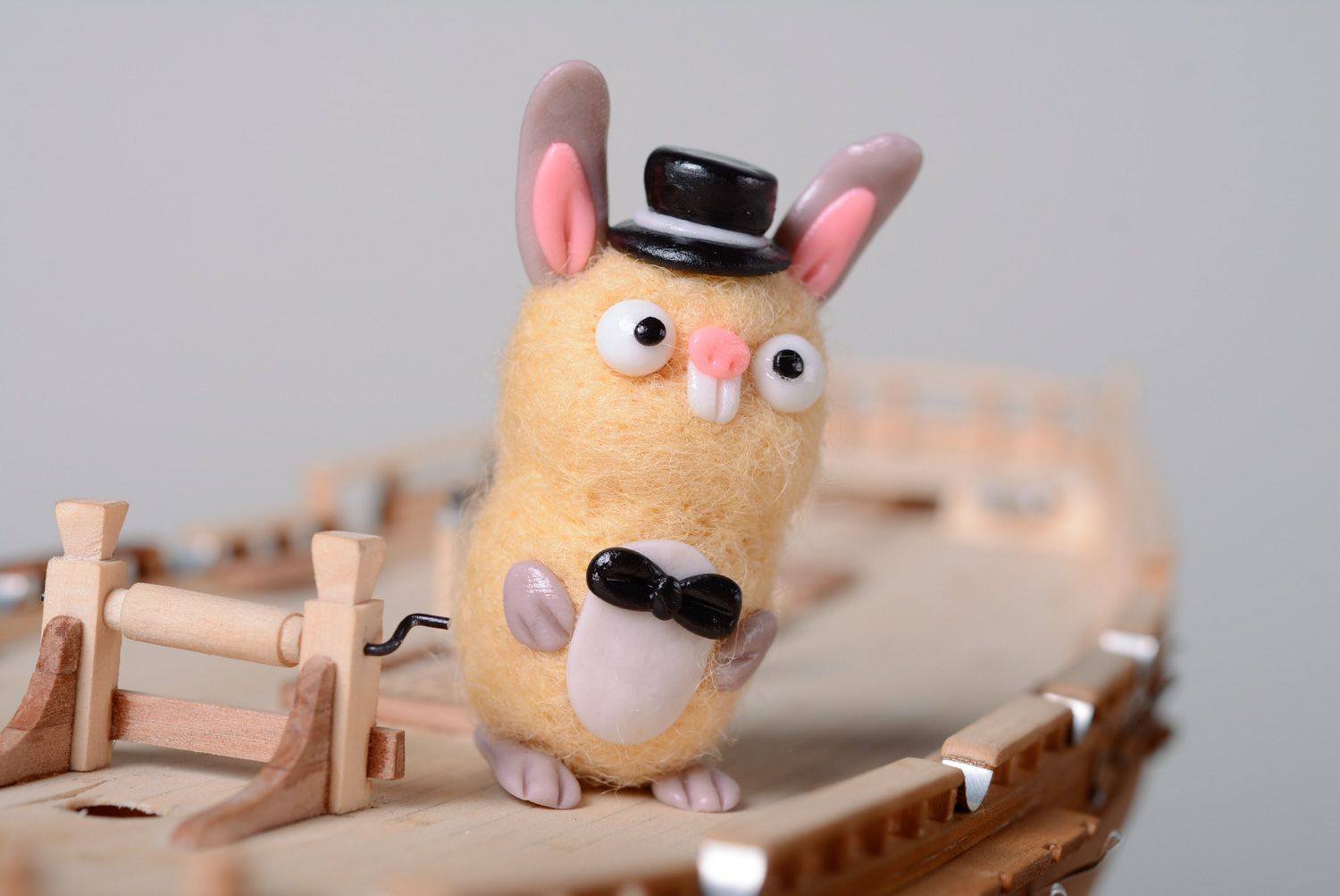 Felted wool miniature toy handmade Rabbit photo 1