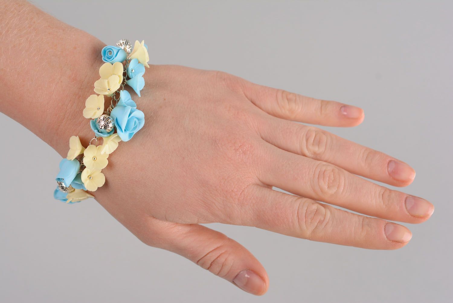 Polymer clay flower bracelet  photo 2