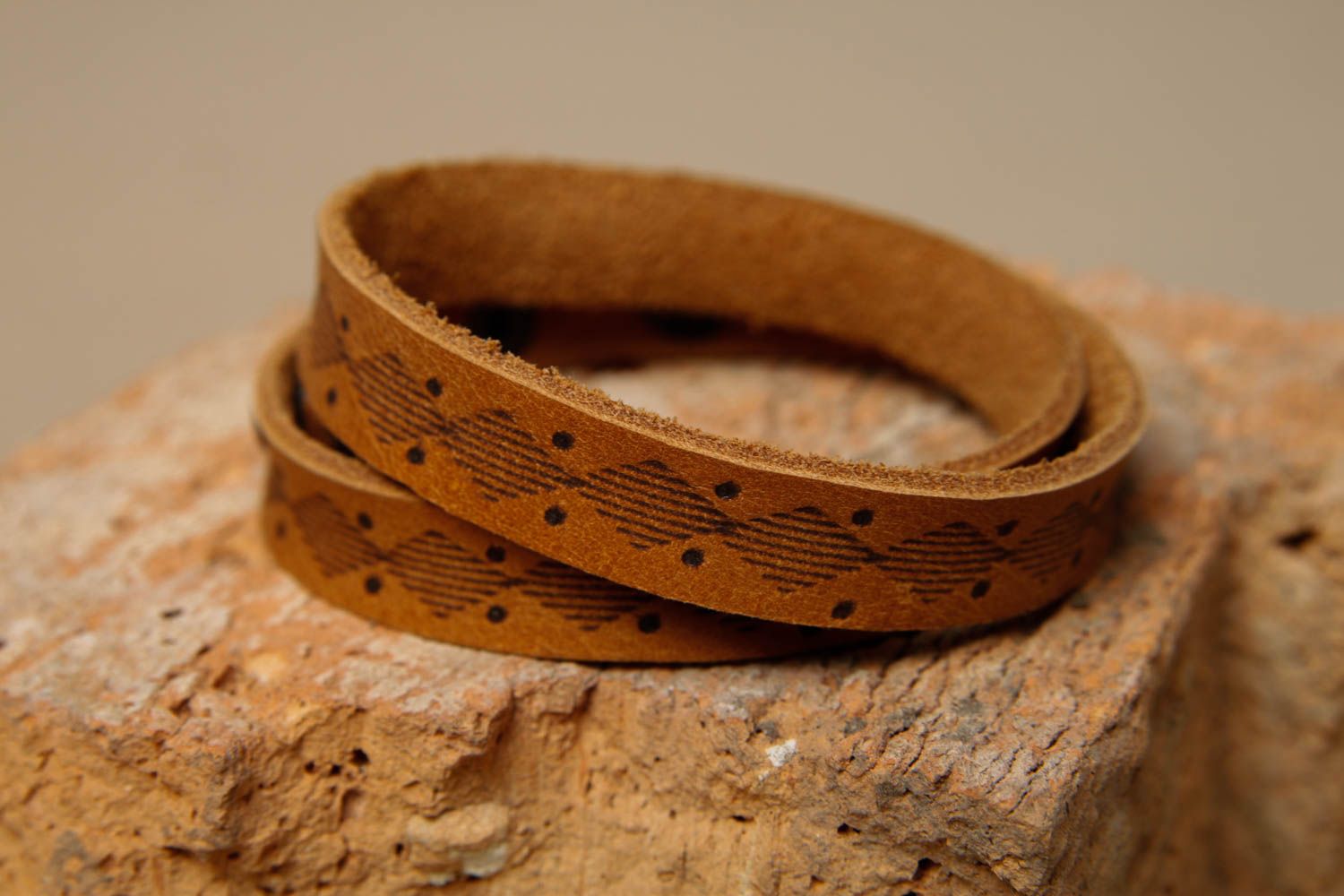 Unusual handmade leather bracelet artisan jewelry accessories for girls photo 1