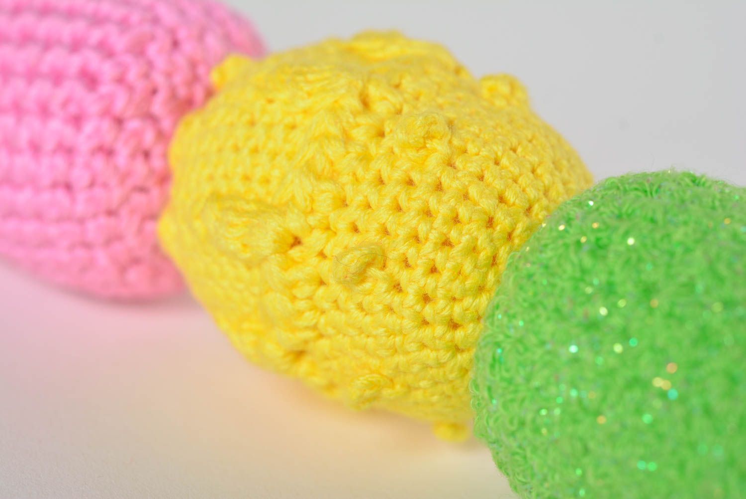 Handmade rattle designer toy unusual gift baby toy crocheted rattle soft toy photo 5