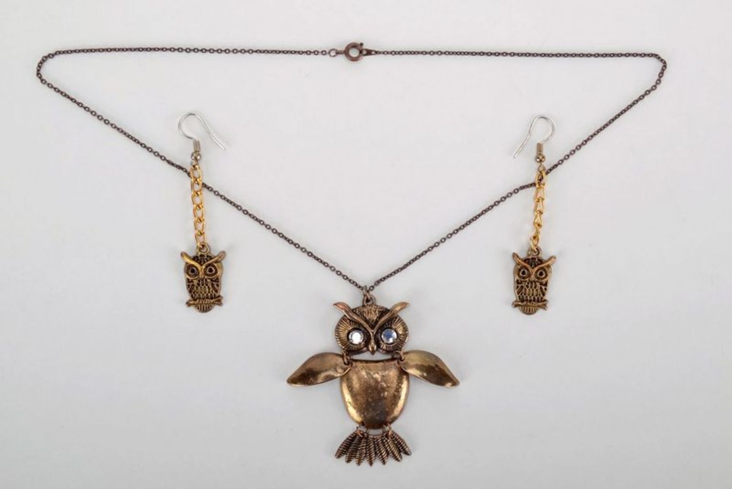 Metal jewelry set Owl photo 2