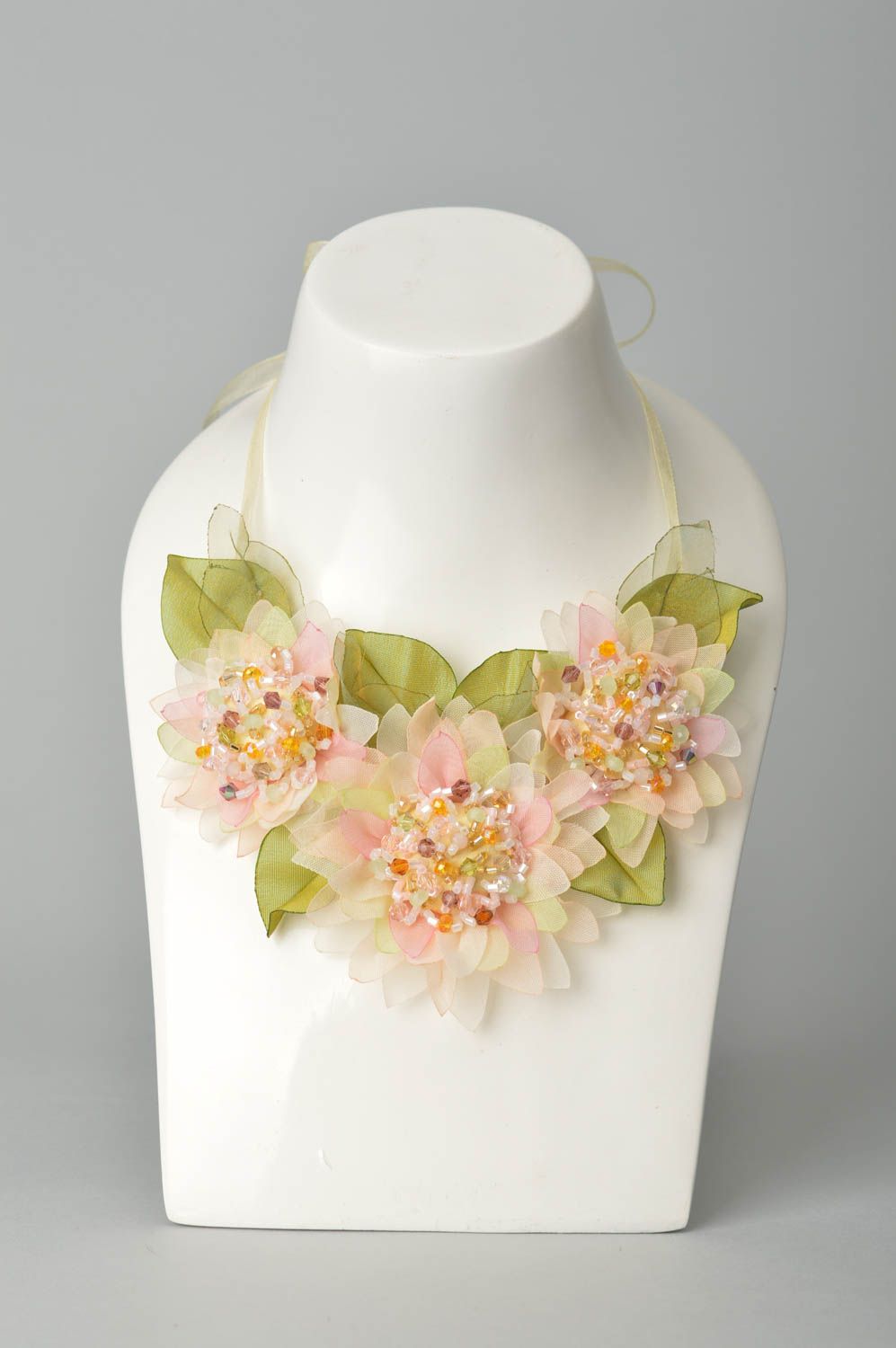 Handmade Blumen Collier Leder Schmuck Accessoire für Frauen Chrysanthemen  foto 1