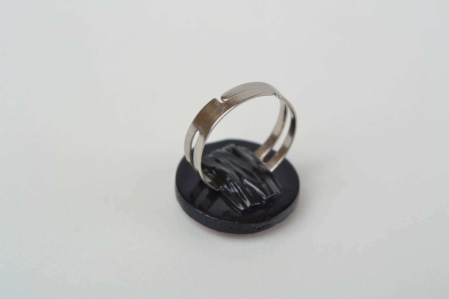 Кольцо из полимерной глины с декупажем круглое с совой красивое ручной работы фото 5