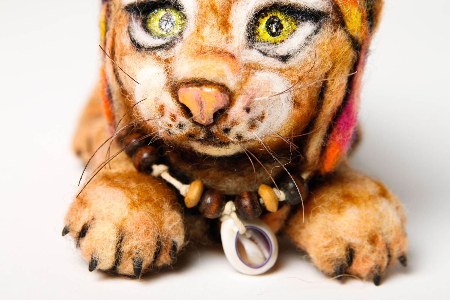 Peluche lynx Jouet fait main en laine feutrée original Décoration d'intérieur photo 5