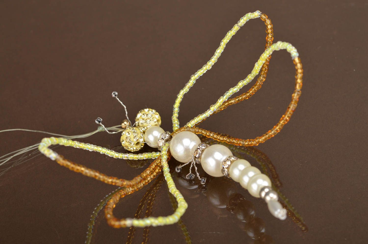 Libellule à suspendre en perles de rocaille faite main originale jolie photo 2