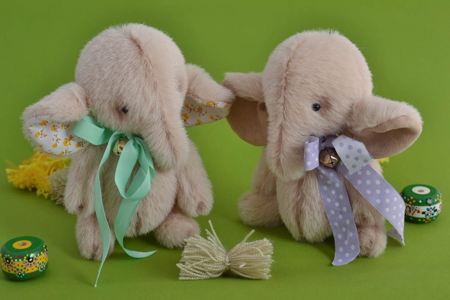 Set of 2 handmade fabric soft toys childrens stuffed toys interior decorating photo 1