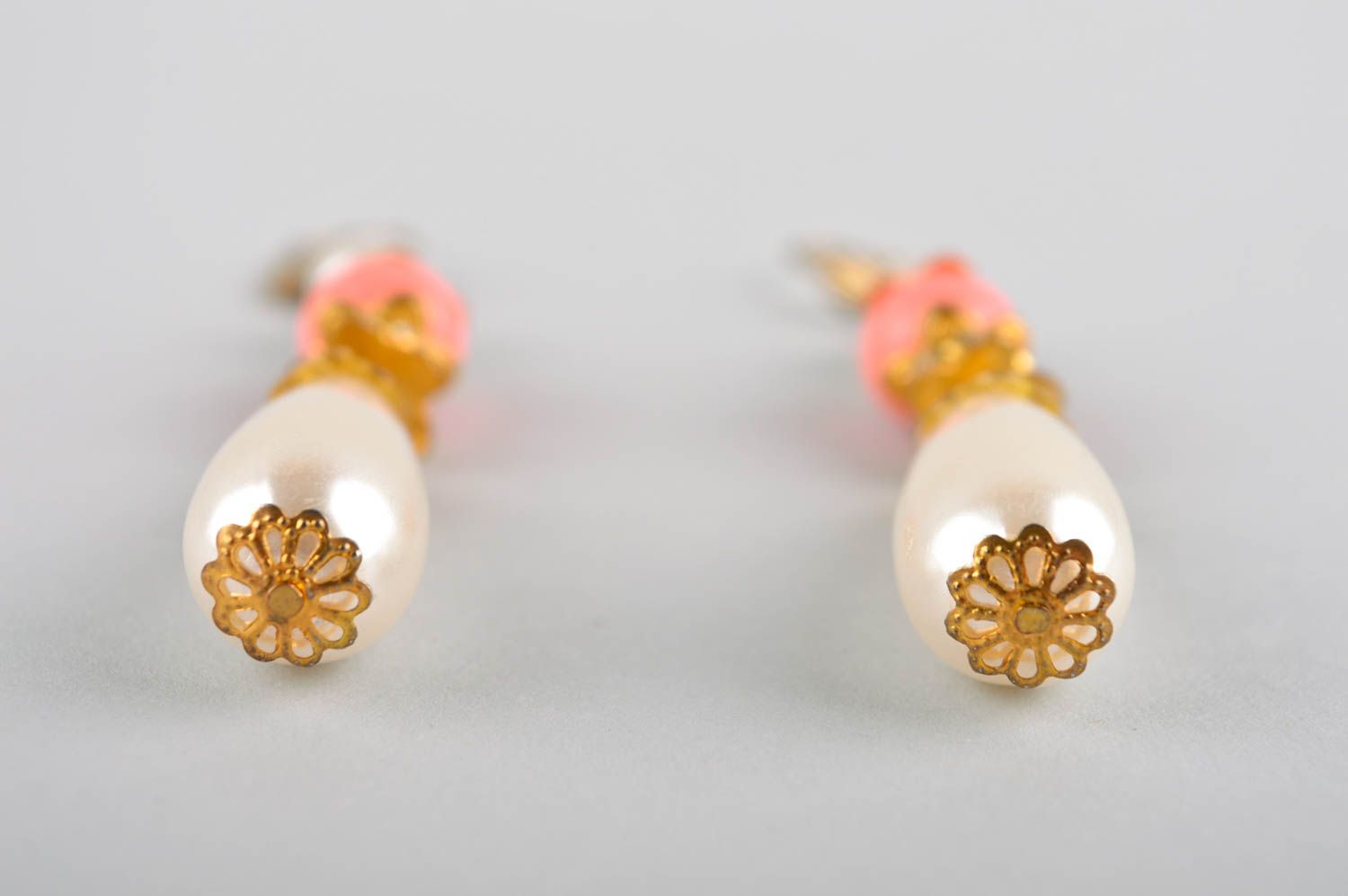 Handmade earrings pearl earrings coral jewelry designer accessories for girls photo 4