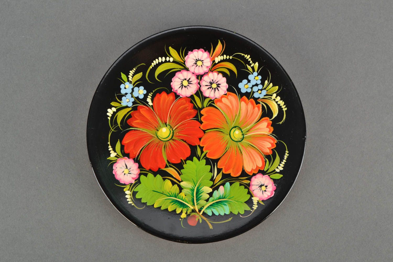 Настенная тарелка с петриковской росписью фото 3