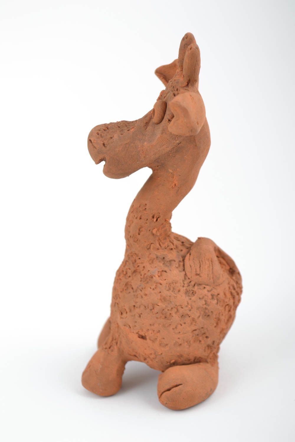 Figurine girafe Statuette céramique faite main marron originale Déco maison photo 3
