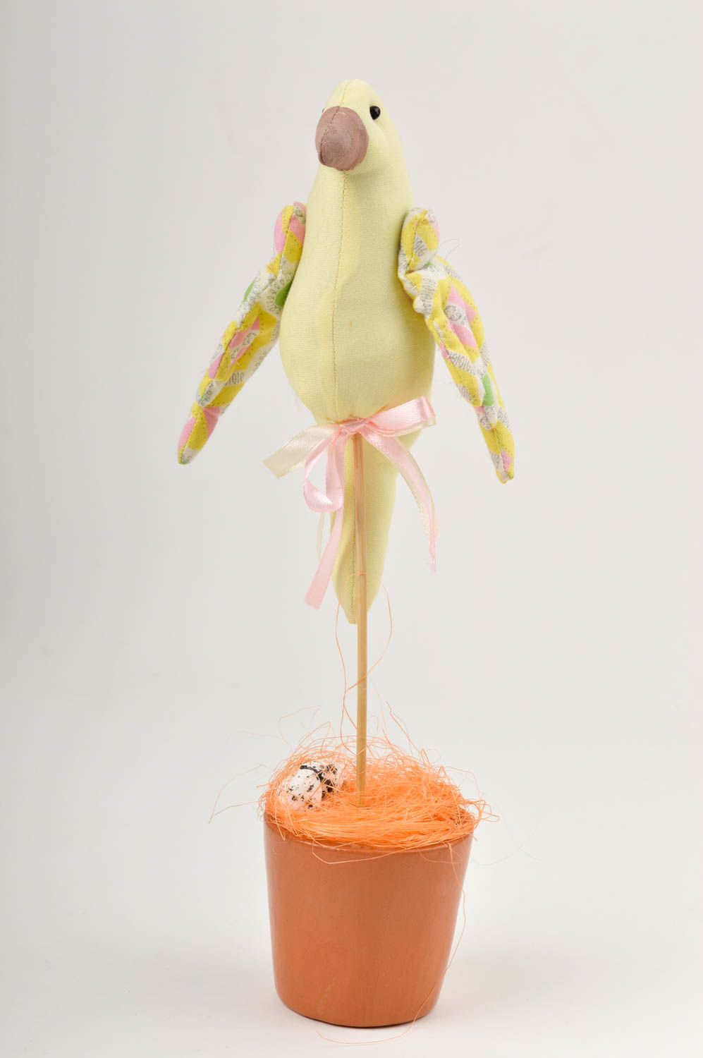Muñeco artesanal con maceta decoración de casa regalo original para amigo Pájaro foto 3