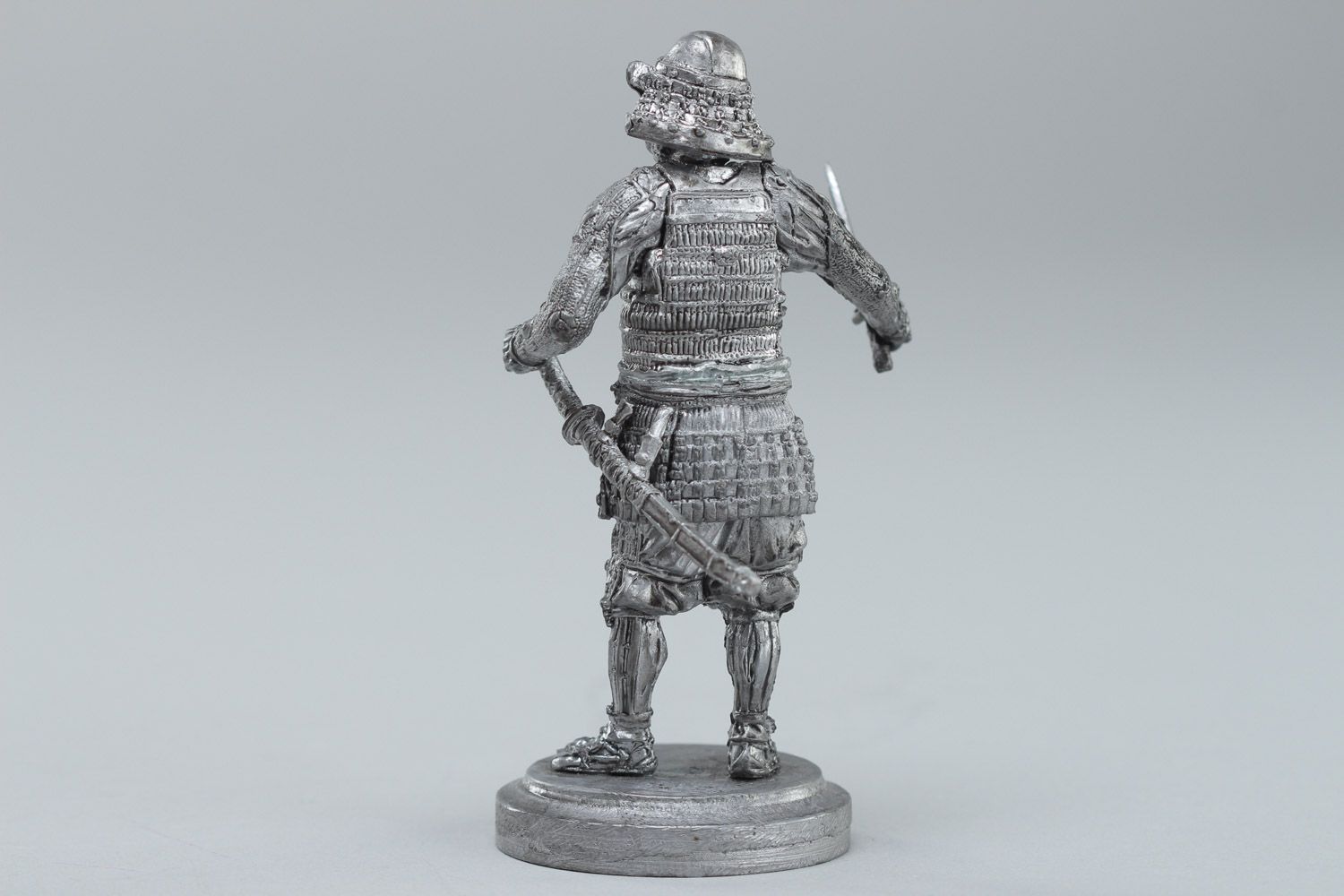 Handmade collectible miniature cast tin figurine of samurai soldier photo 4
