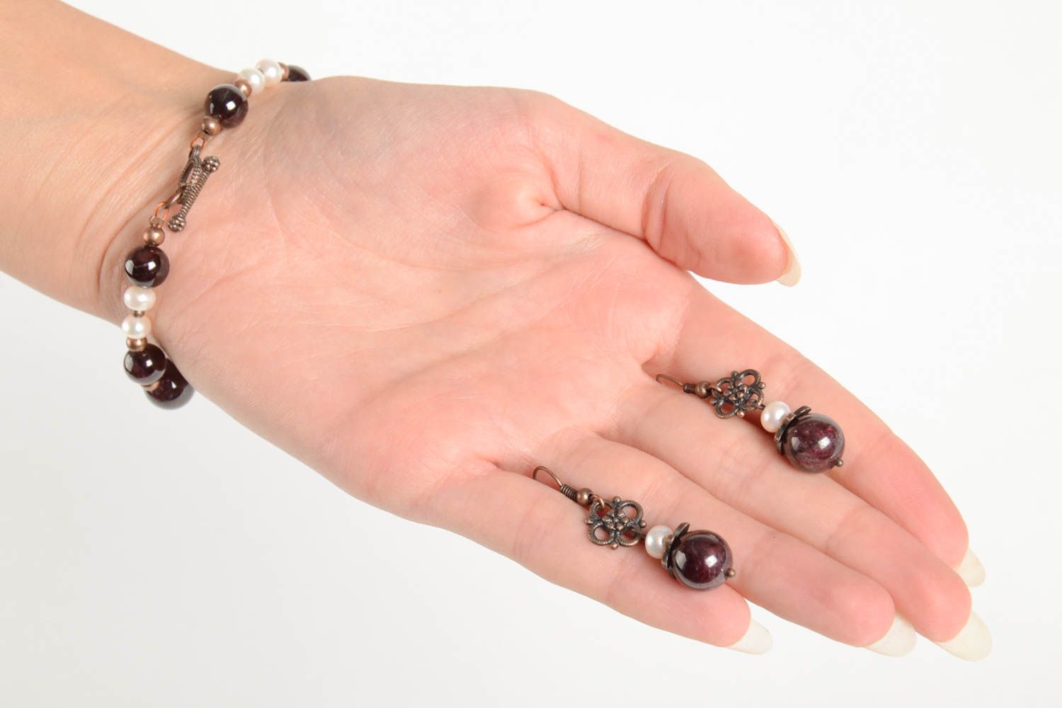 Boucles d'oreilles Bracelet fait main de pierres naturelles Accessoires femme photo 3