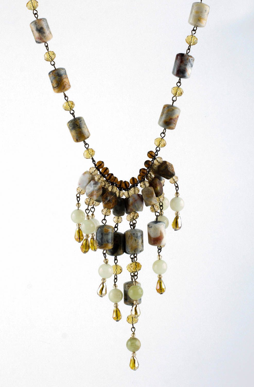 Handmade Perlen Schmuck Damen Collier Geschenk für Frauen mit Natursteinen foto 2