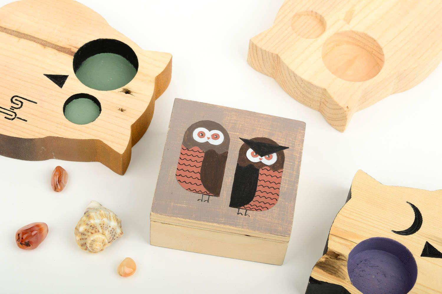 Handmade stylish jewelry box cute wooden box unusual accessory home decor photo 1