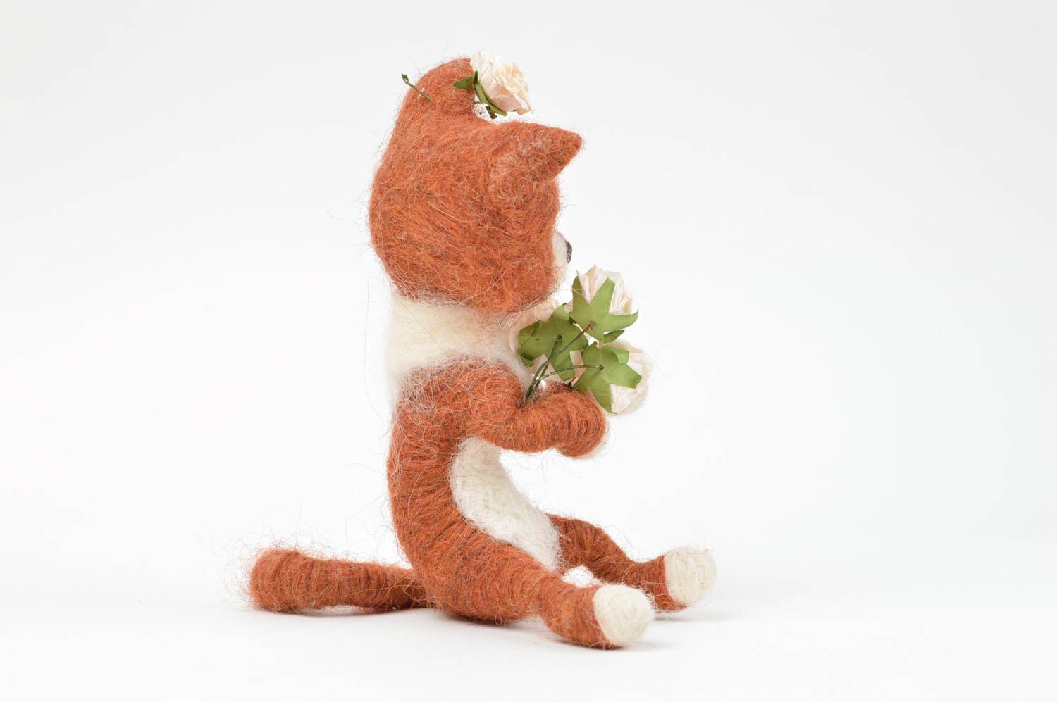 Игрушка ручной работы интерьерная игрушка мягкая игрушка в виде рыжего кота фото 4