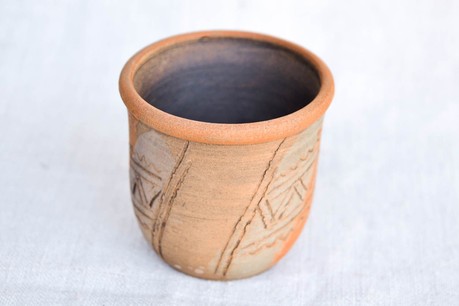 Becher aus Ton handmade Keramik Geschirr Küchen Deko 150 ml öko rein bemalt foto 5