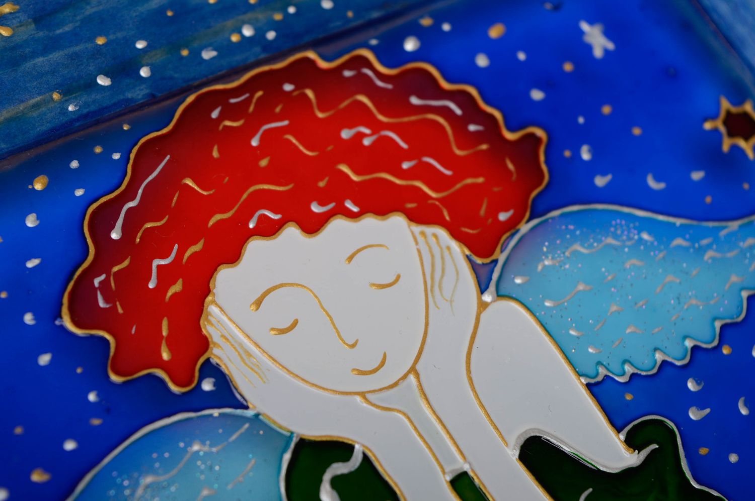 Handmade stained glass wall panel Dreamy Angel photo 5