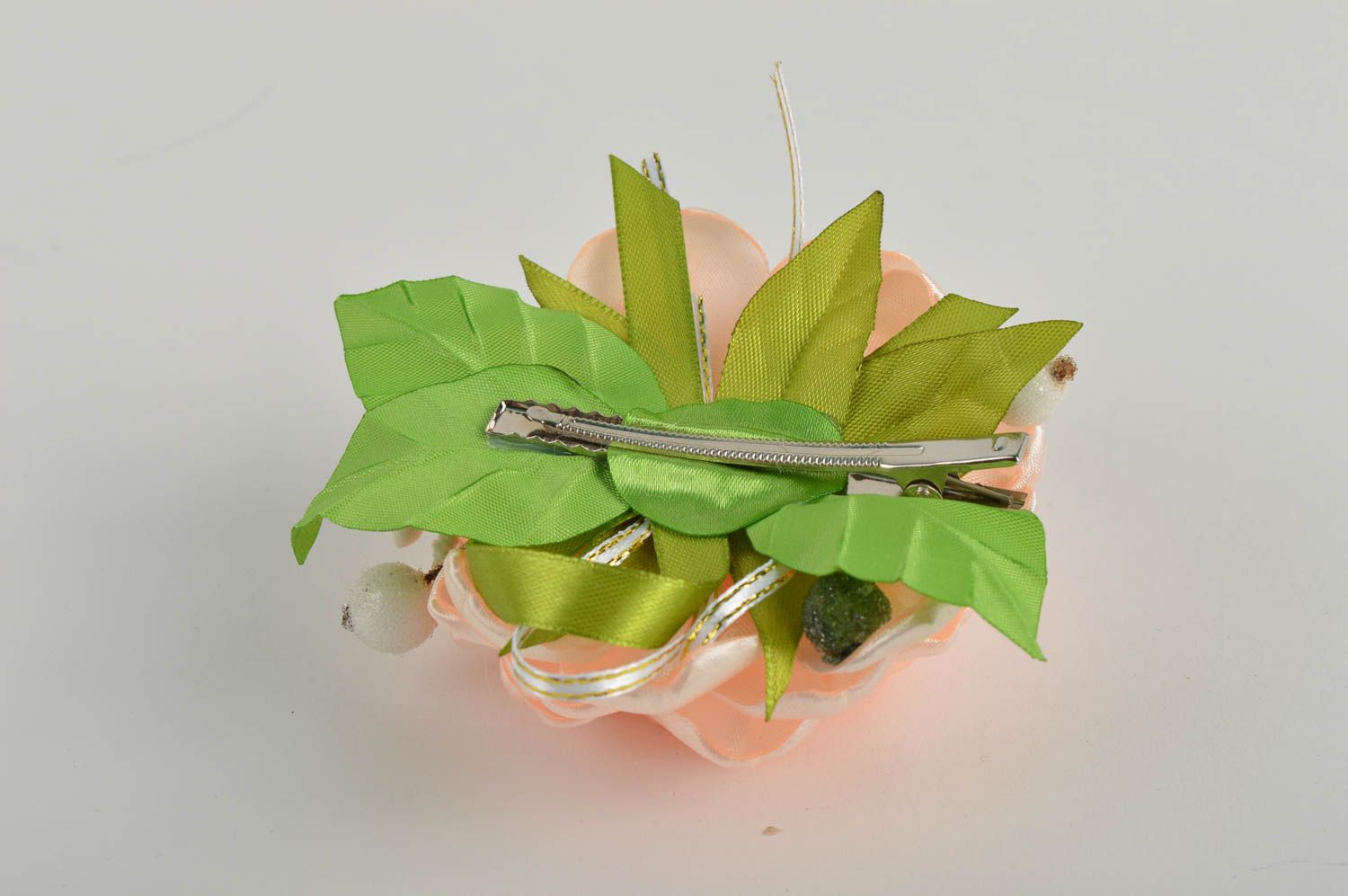 Childrens handmade textile barrette hair clip kanzashi flower gifts for her photo 4