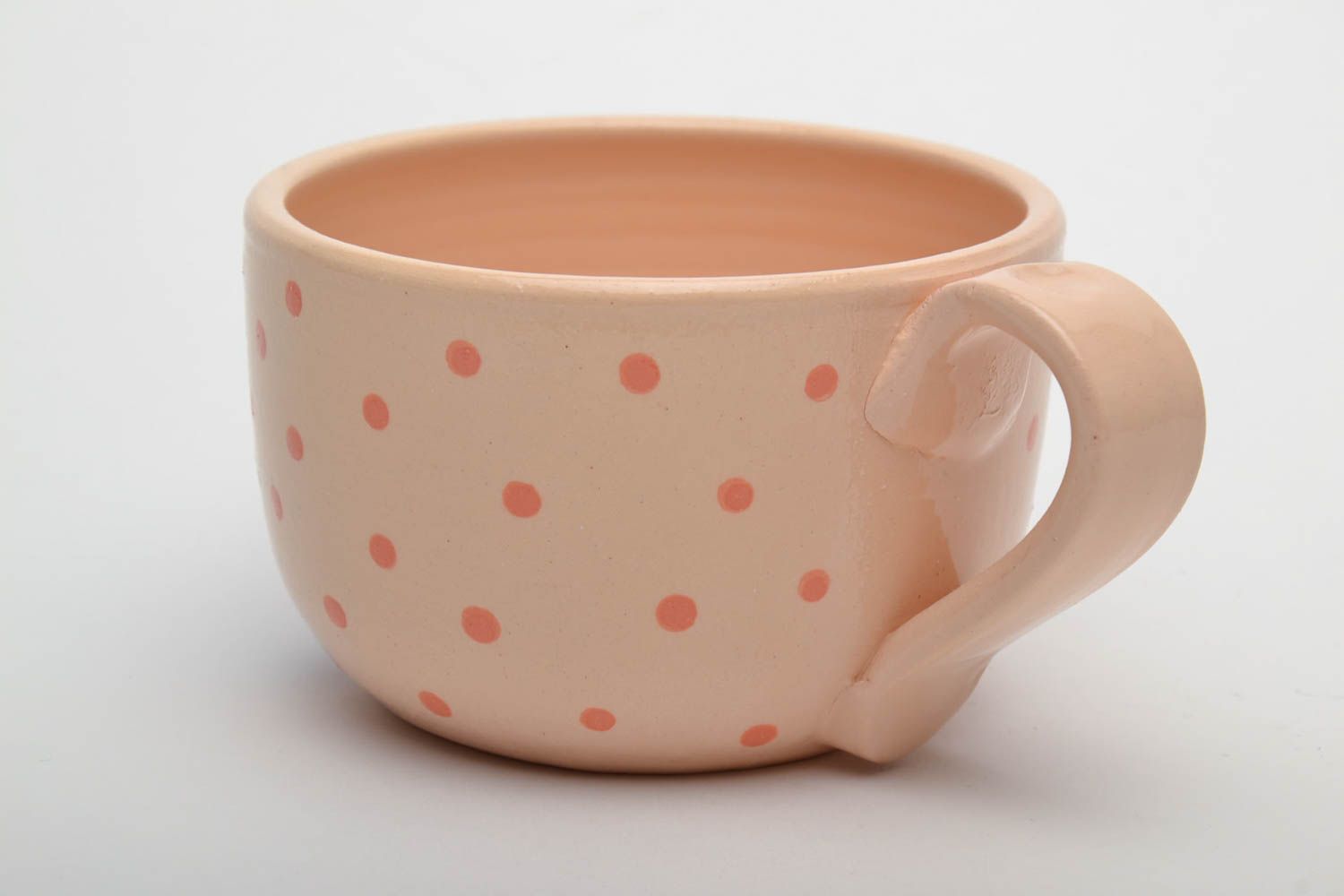 Clay tea cup with elephant pattern and handle. Great gift for a child photo 3