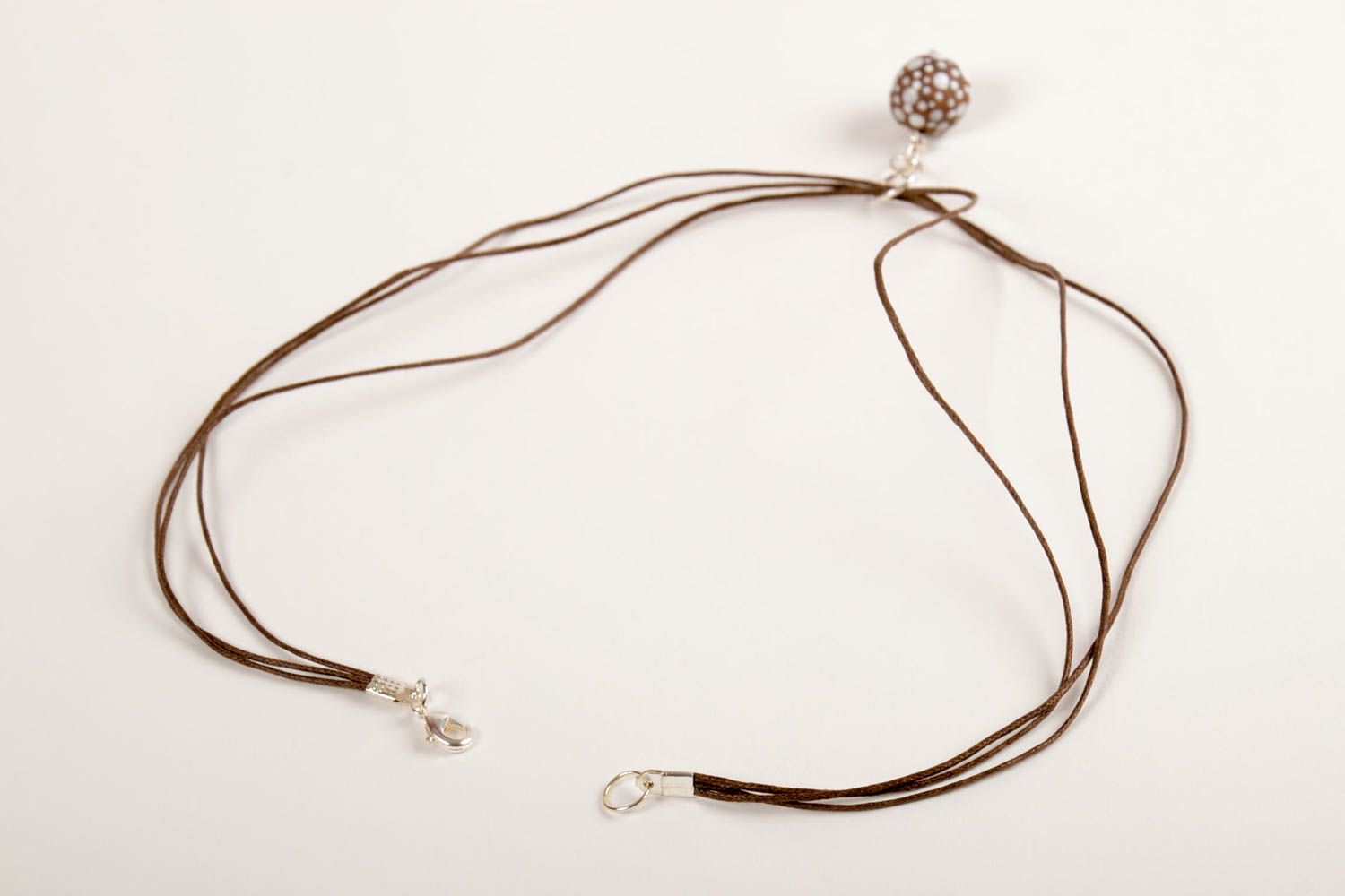Stylish pendant on lace ceramic handmade pendant female accessory gift photo 3