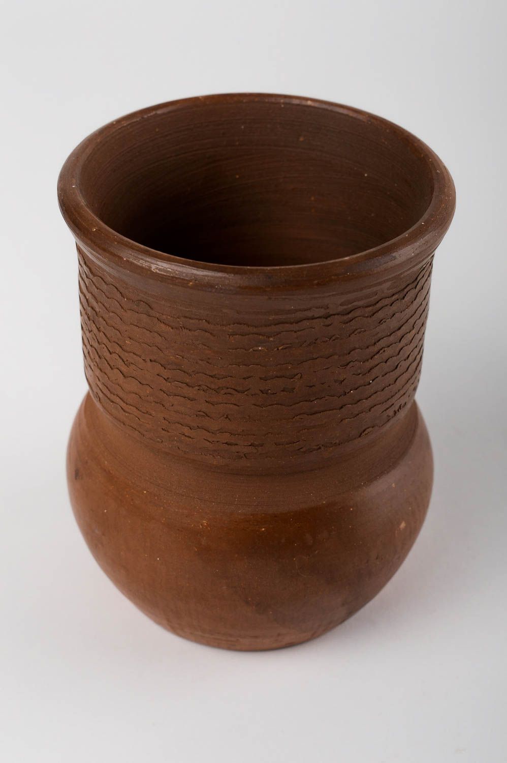 Taza de porcelana hecha a mano color marrón utensilio de cocina vajilla original foto 2