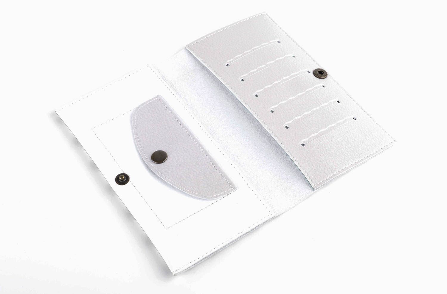 Кошелек ручной работы кожаный кошелек белый с этно узором кожаный аксессуар фото 3