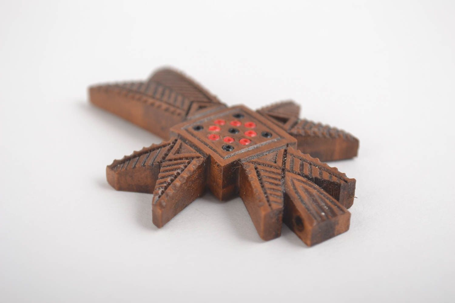 Croce di legno fatta a mano croce intagliata originale di legno insolita foto 3