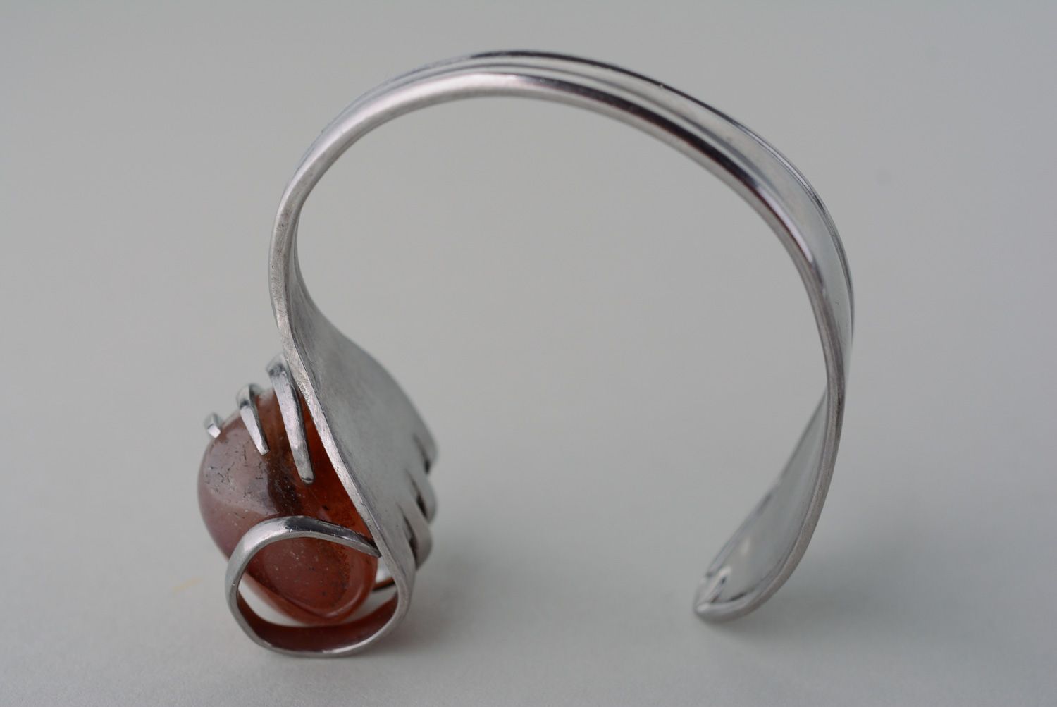 Metall Armband mit Naturstein aus Gabel foto 5