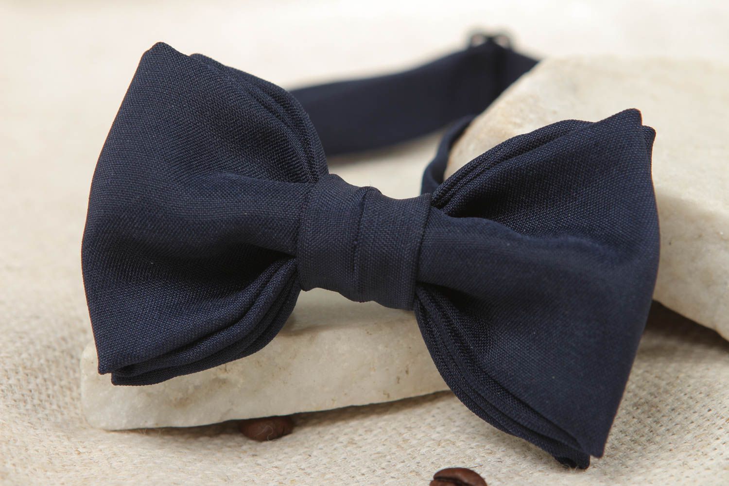 Dark blue fabric bow tie photo 5