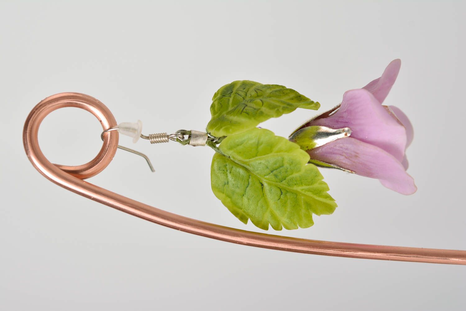 Unusual eye-catching handmade designer plastic flower earrings for women photo 5