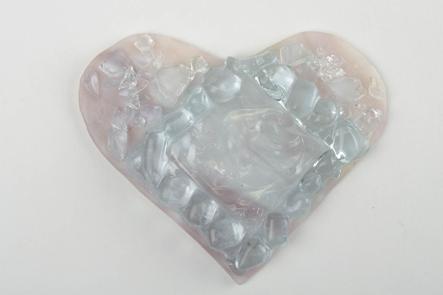 Bougeoir coeur en verre fusing Bougeoir fait main transparent Déco maison photo 3